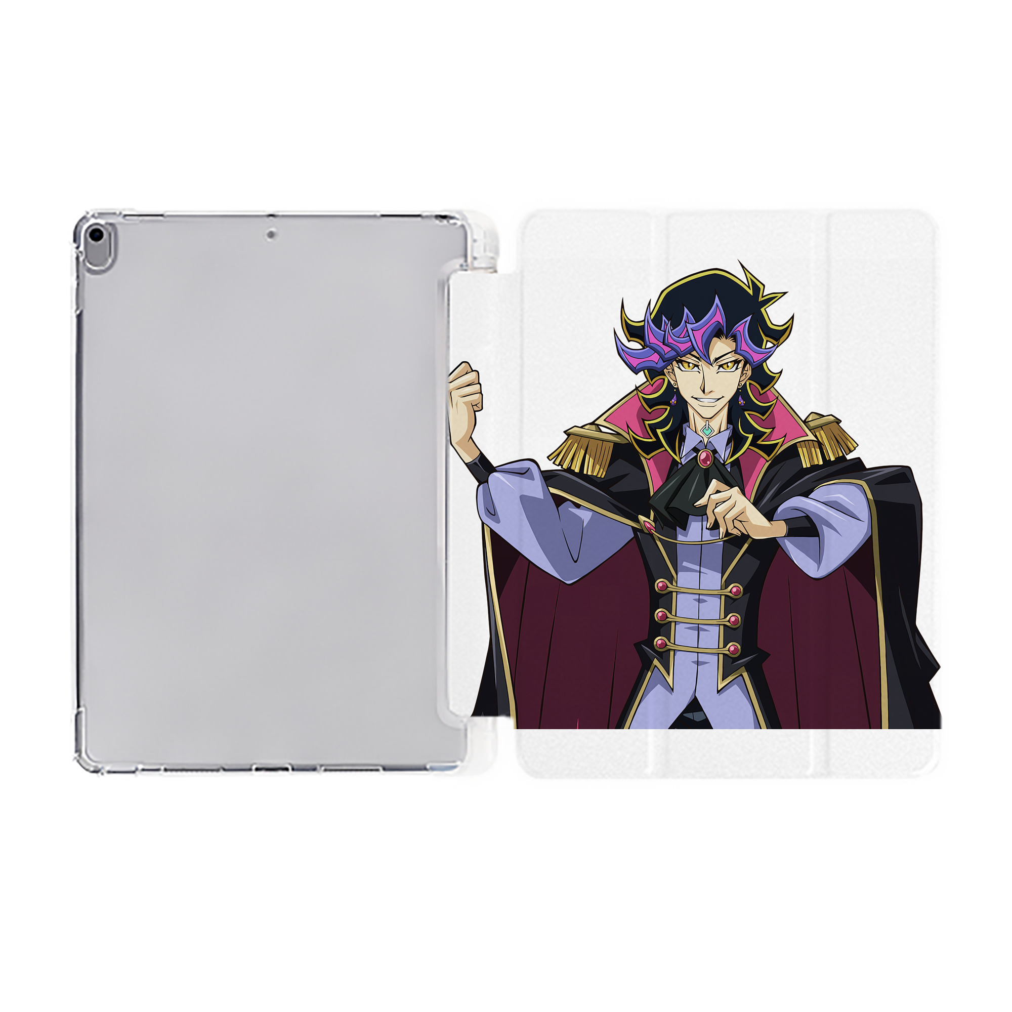 （画像用） 遊☆戯☆王 Yu-Gi-Oh! IPad ケース ペン収納付き 三つ折りスタンド PUレザー×シリコン 対応機種9.5/10.5/10.9インチ